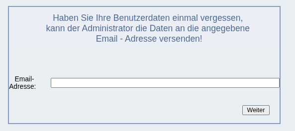 E-Mail zum Zurücksetzen